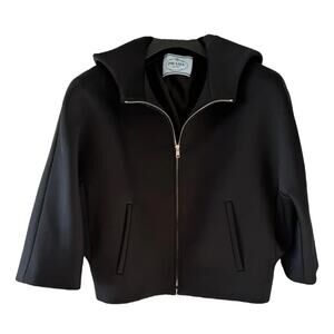 Prada Black Jacket Polymide Classic Hooded Zip Up size 38 IT / Small